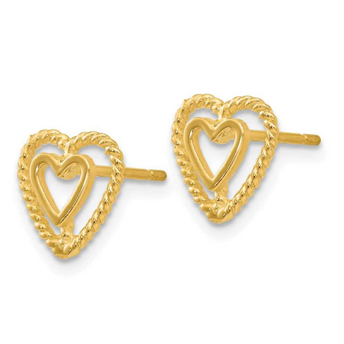 Image of 9mm 14K Yellow Gold Heart Stud Earrings S1346