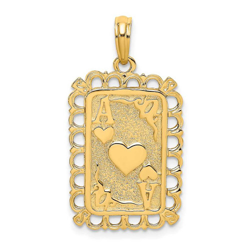 Image of 14K Yellow Gold Hearts w/ Ace Playing Cards Pendant
