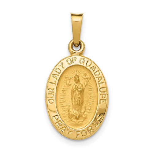 Image of 14K Yellow Gold Hollow Our Lady Of Guadalupe Medal Pendant
