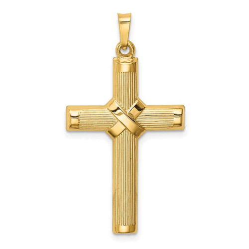 Image of 14K Yellow Gold Hollow Polished Center X Cross Pendant