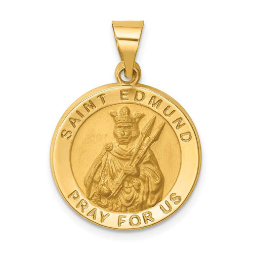 Image of 14K Yellow Gold Hollow Polished/Satin Round St. Edmund Medal Pendant