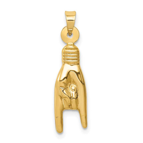 Image of 14K Yellow Gold Hollow Rock On Sign Pendant K6393