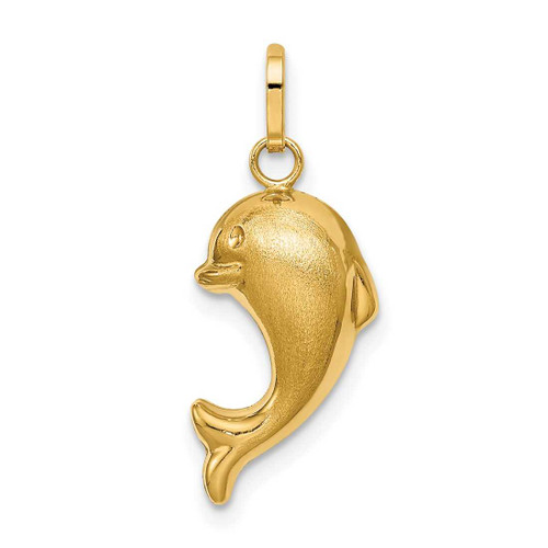Image of 14k Yellow Gold Hollow Satin & Polished Fish Pendant