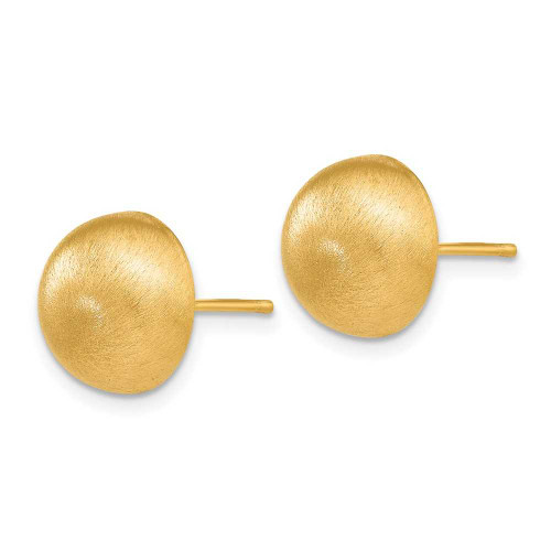 Image of 10.5mm 14K Yellow Gold Hollow Satin 10.50mm Half Ball Stud Post Earrings