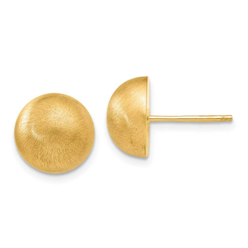 Image of 10.5mm 14K Yellow Gold Hollow Satin 10.50mm Half Ball Stud Post Earrings