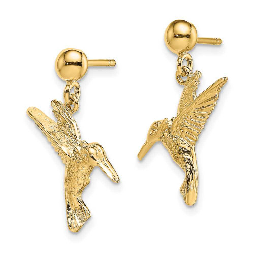 Image of 20.05mm 14K Yellow Gold Hummingbird Dangle Earrings