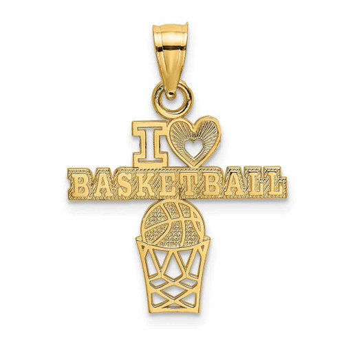 Image of 14K Yellow Gold I Heart Basketball Pendant