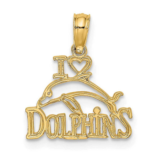 Image of 14K Yellow Gold I Heart Dolphins w/ Dolphin Pendant