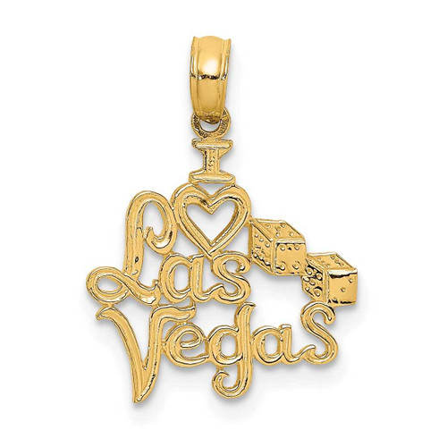 Image of 14K Yellow Gold I Heart Las Vegas with Dice Engraved Pendant