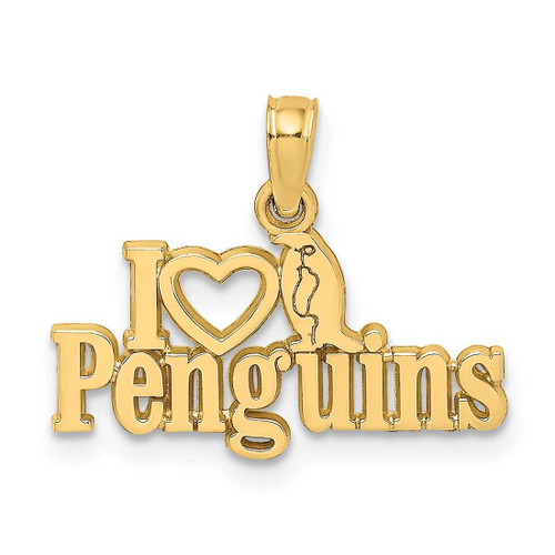 Image of 14K Yellow Gold I Heart Penguins w/ Penguin Pendant