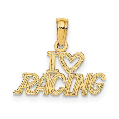 Image of 14K Yellow Gold I Heart Racing Pendant