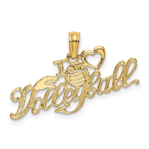 Image of 14K Yellow Gold I Heart Volleyball Pendant