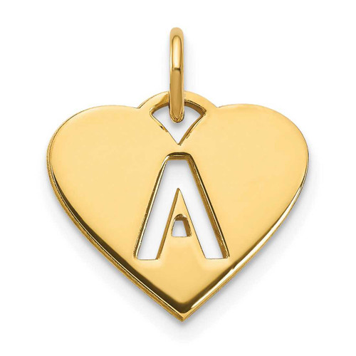 Image of 14K Yellow Gold Initial Letter A Initial Heart Charm
