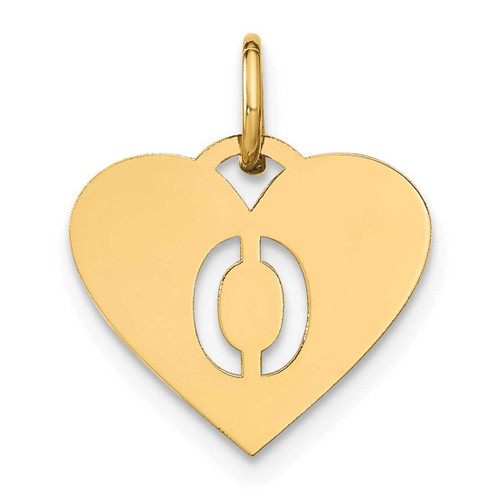 Image of 14K Yellow Gold Initial Letter O Initial Heart Charm