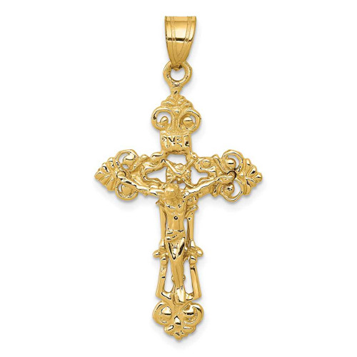 Image of 14K Yellow Gold Inri Fleur De Lis Crucifix Pendant C248