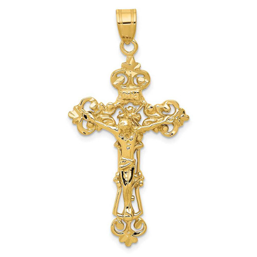Image of 14K Yellow Gold Inri Fleur De Lis Crucifix Pendant C249