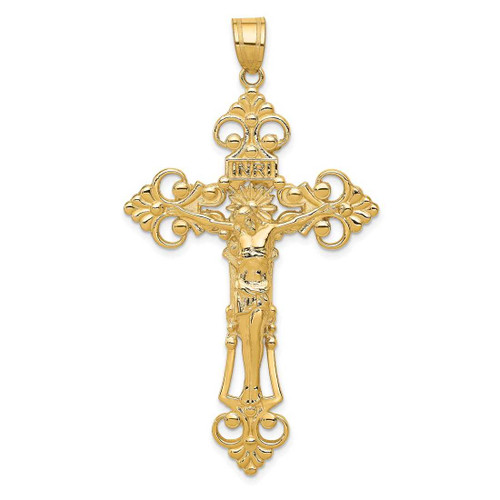 Image of 14K Yellow Gold Inri Fleur De Lis Crucifix Pendant C251