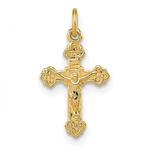 Image of 14k Yellow Gold INRI Hollow Crucifix Pendant