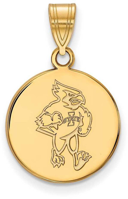 Image of 14K Yellow Gold Iowa State University Medium Disc Pendant by LogoArt (4Y037IAS)