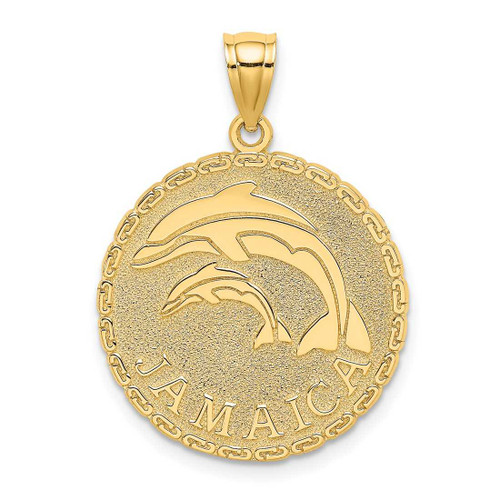 Image of 14K Yellow Gold Jamaica & Dolphins On Disk Pendant