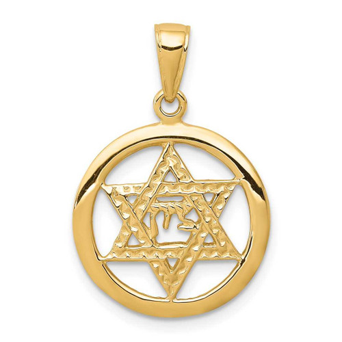 Image of 14K Yellow Gold Jewish Chi In Star Of David Pendant