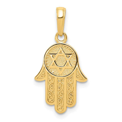 Image of 14K Yellow Gold Jewish Hand Of God w/ Star Of David Pendant