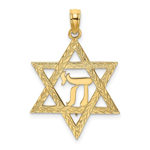 Image of 14K Yellow Gold Jewish Star w/ Chi Center Pendant