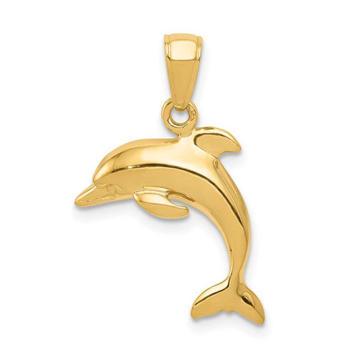 Image of 14K Yellow Gold Jumping Dolphin Pendant K3012