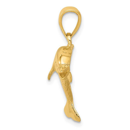 Image of 14K Yellow Gold Jumping Dolphin Pendant K3013