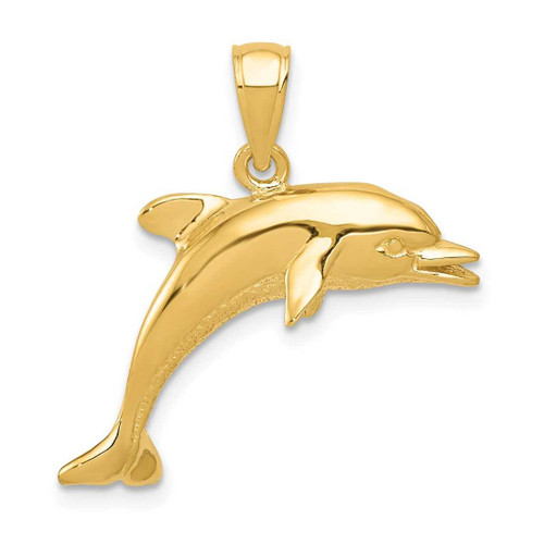 Image of 14K Yellow Gold Jumping Dolphin Pendant K3013