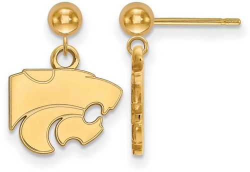 Image of 14K Yellow Gold Kansas State University Earrings Dangle Ball by LogoArt