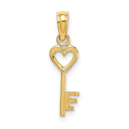 Image of 14K Yellow Gold Key w/ Heart Pendant