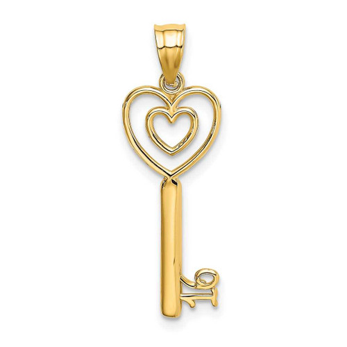 Image of 14K Yellow Gold Key w/ Heart Sweet 16 Pendant