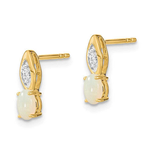 Image of 12mm 14K Yellow Gold Lab-Created Opal Diamond Earrings