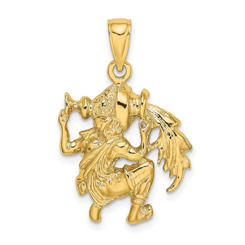 Image of 14K Yellow Gold Large Aquarius Zodiac Pendant