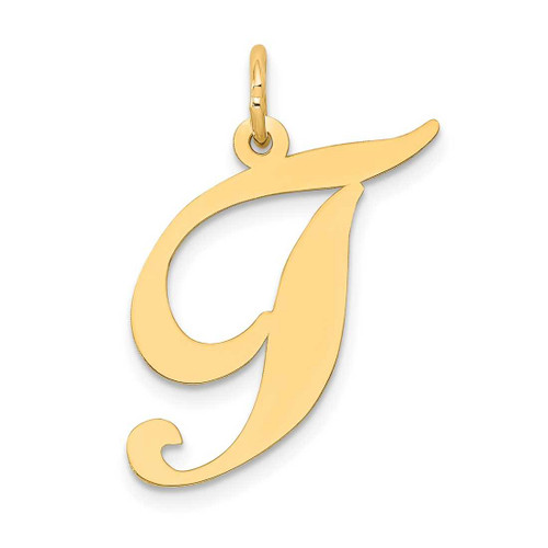 Image of 14K Yellow Gold Large Fancy Script Initial T Charm