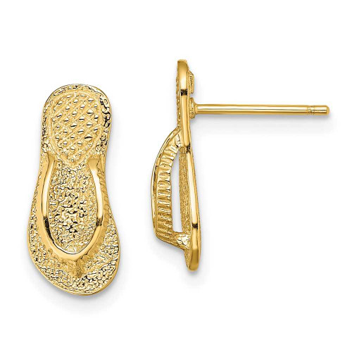 Image of 14K Yellow Gold Large Flip-Flop Post Earrings (Textured Straps)
