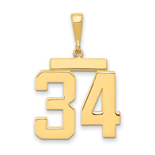 Image of 14K Yellow Gold Large Polished Number 34 Charm