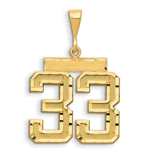 Image of 14K Yellow Gold Large Shiny-Cut Number 33 Pendant