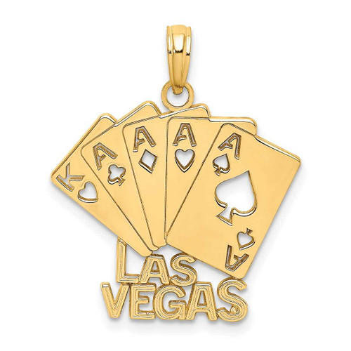 Image of 14K Yellow Gold Las Vegas w/ Playing Cards Pendant