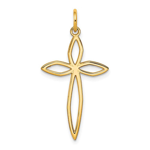 Image of 14K Yellow Gold Laser Designed Cross Pendant XR1038
