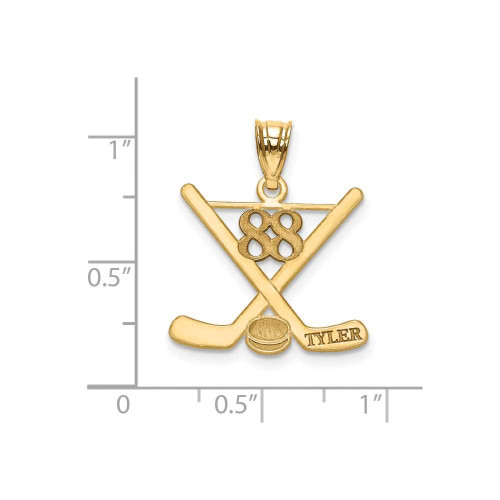 Image of 14k Yellow Gold Personalized You Specify Name And Number Hockey Pendant Customized Custom Sports Jewelry