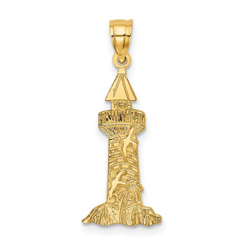 Image of 14K Yellow Gold Lighthouse with Seagulls Pendant