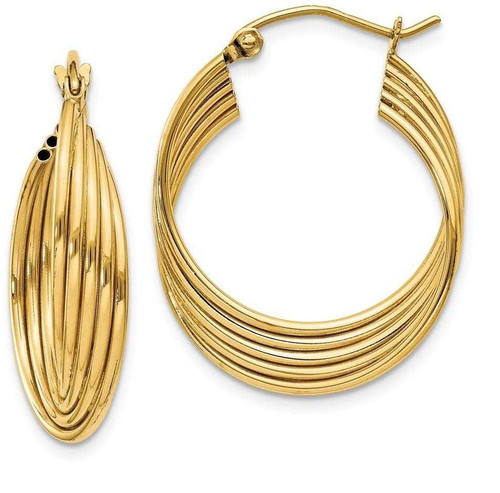 Image of 19mm 14K Yellow Gold Lightweight Fancy Hoop Earrings