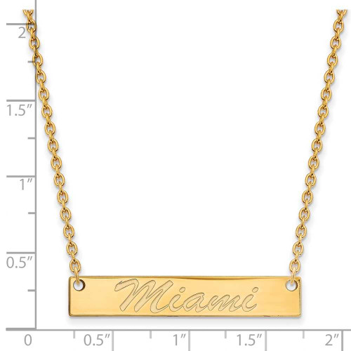 Image of 14k Yellow Gold LogoArt Miami University Bar Necklace