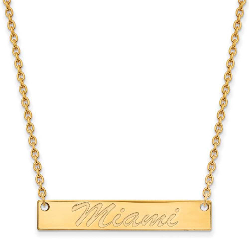 Image of 14k Yellow Gold LogoArt Miami University Bar Necklace