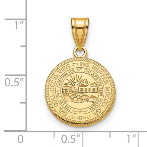 Image of 14k Yellow Gold LogoArt West Virginia University Medium Crest Pendant