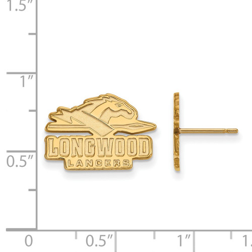 14K Yellow Gold Longwood University Small Post Earrings by LogoArt