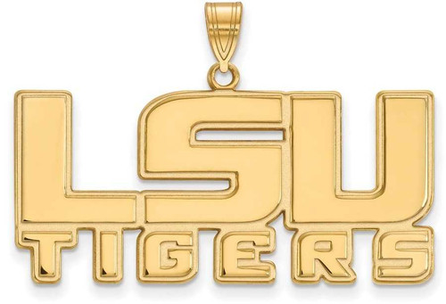 Image of 14K Yellow Gold Louisiana State University Large Pendant by LogoArt (4Y044LSU)