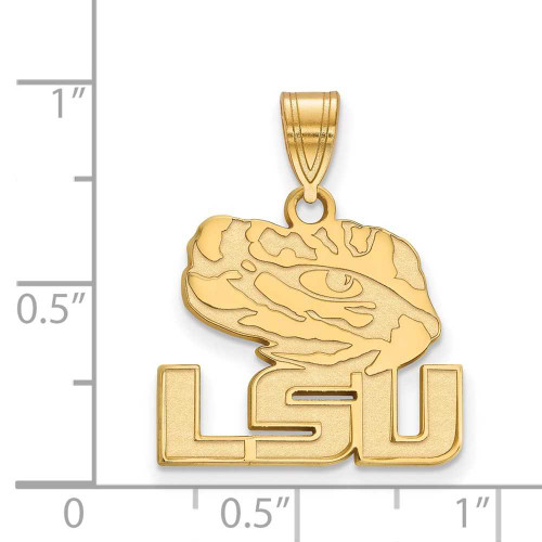 Image of 14K Yellow Gold Louisiana State University Medium Pendant by LogoArt (4Y075LSU)